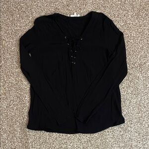 Wilfred Free Black Lace-Up Long Sleeve Blouse